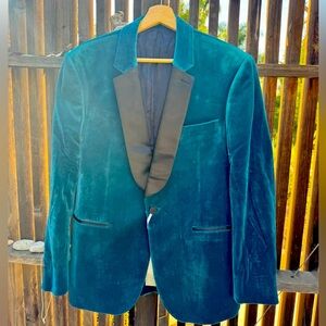 Elegant Teal Velvet Dinner Jacket / Blazer